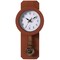 Wood-Look Pendulum Plastic Wall Clock, Vintage Farmhouse Decor for Living Room, Kitchen, or Dining Room, Silent Clock with Roman Numerals, Battery Powered, Large Decorative Wall Clock, Easy-to-Read